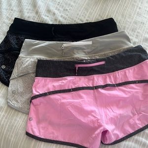3 pair bundle Lululemon swift running shorts immaculate condition
